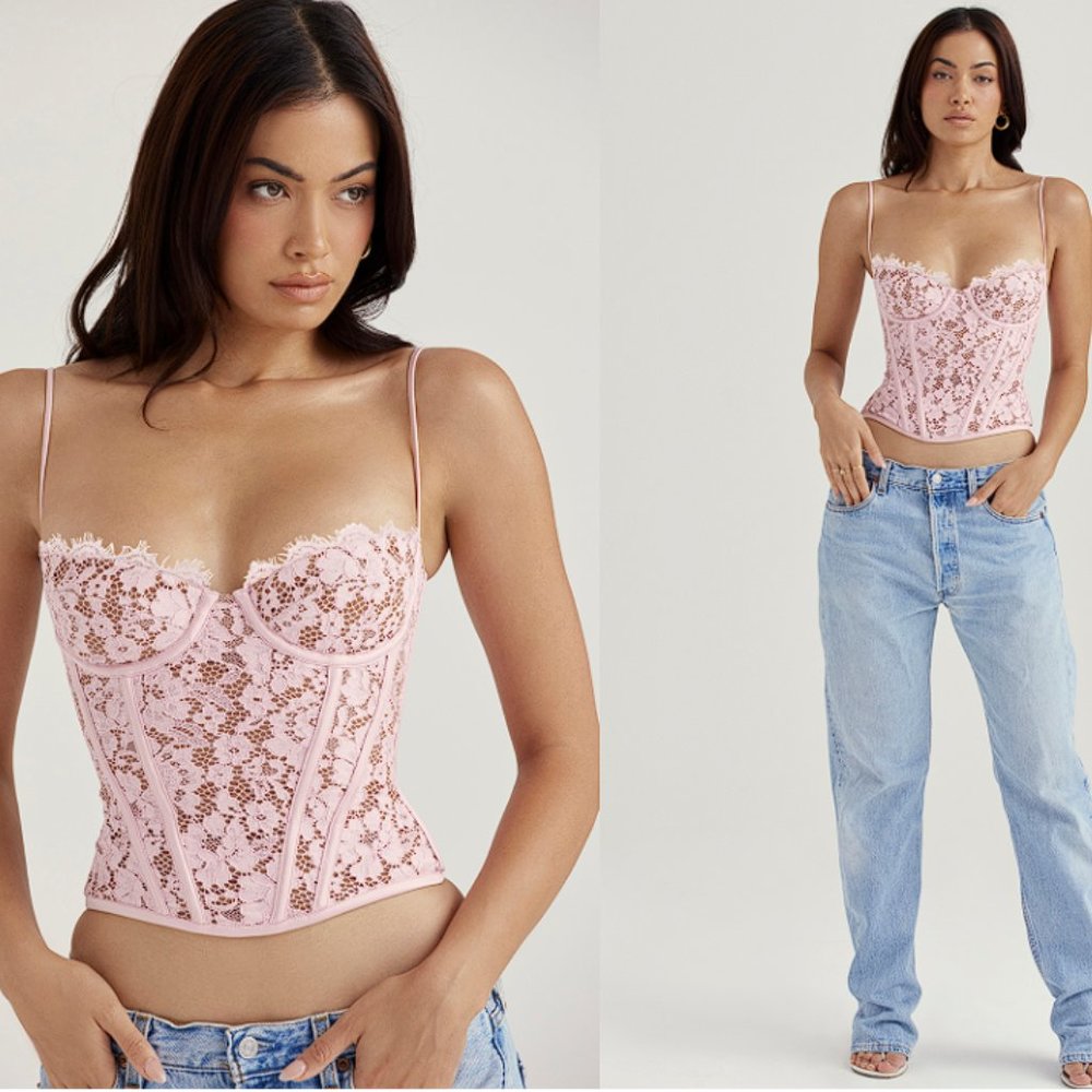 House of CB ‘Mila’ Rose Lace Underwire Corset NWOT